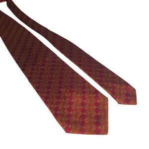 Daniel De Fasson Handmade Silk Tie Orange Red Pattern Vibrant Elegant Necktie